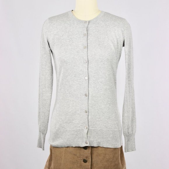 BARNEY'S NEW YORK Light Grey Silk Cotton Blend Knit Cardigan Tank Set - Picture 7 of 12